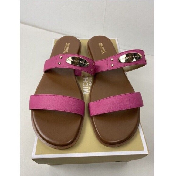 MICHAEL Michael Kors MK Plate Pink Slide Sandals Size: 8.5M - Picture 2 of 8